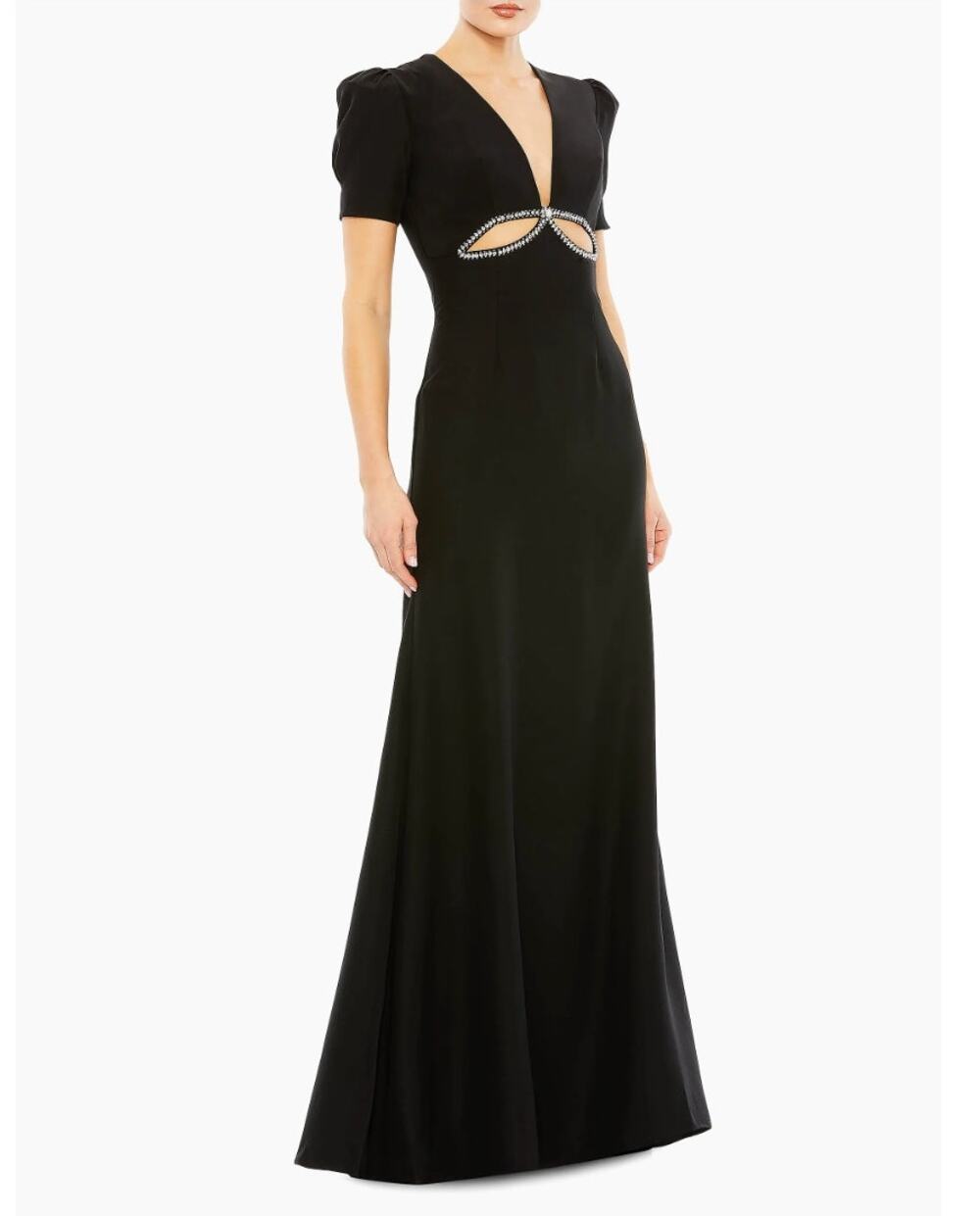 Ieena for Mac Duggal Rhinestone Cutout Sheath Gown Black #2630 Size 6 NWT Dressy